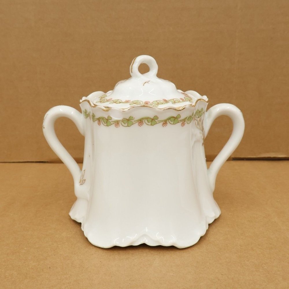 Sugar Bowl Avon Royal Saxony Red Bud Pattern Clover Leaf Scalloped Ginger Jar